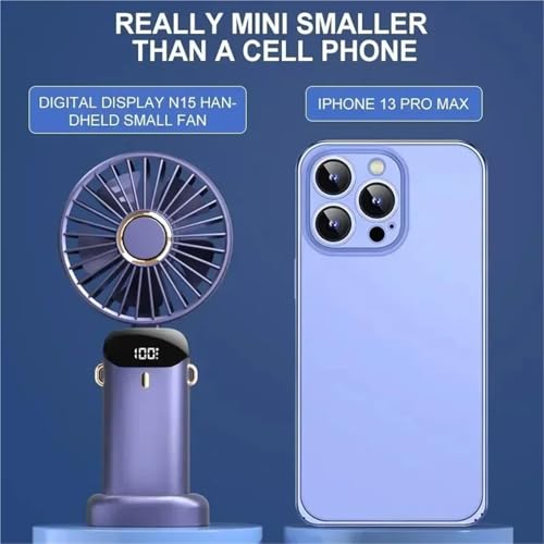 Ventilateur portatif pliable écran d'affichage rechargeable USB violet