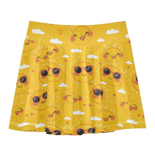 visesunny Girls Flowy Pleated Skirt Cartoon Hot Sun Tennis Golf Fashion Short Skorts for Casual Dance Outfit