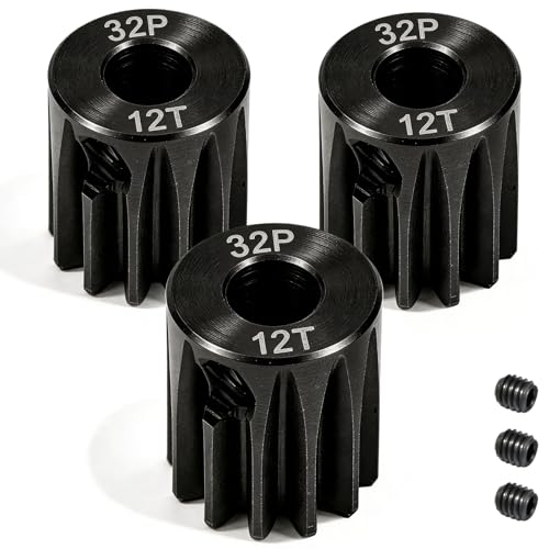 32P 12T RC Car Gear Set | 45# Steel Black Oxide | 5mm Bore +0.03mm | Precision Engineered Motor...