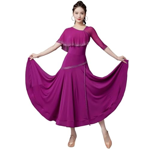 Ballroom Competition Dance Skirt Waltz Dance Dresses with Rhinestones Smooth Flamenco Salsa Performance Suit