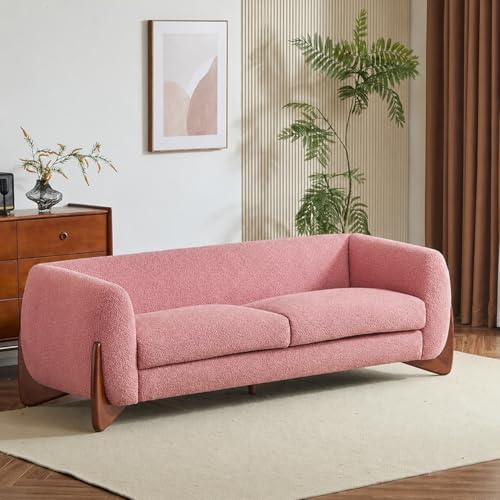 Image of Luxurious Velvet Uphostered Contemperory Sofa Set with Cushion Chaise Lounge, Sectional Sofa Perfect for Your Living Room,Guests Room & Office (Teak Wood Legs (Pink))