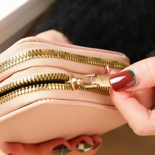 Women Zipper Short Style Purse Fashion Large Capacity Multi Card Slot Coin Purse With Zipper Wallet-Pink2