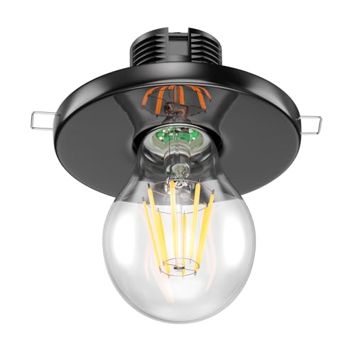 ledscom.de Plafonnier encastré en porcelaine TELA, noir, ampoule E27 incluse, classe d'efficacité énergétique A (blanc chaud, 4W, 848lm)