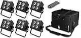 Prost Lighting MoonBox GO 72W Battery Powered RGBAW+UV Hex LED Uplights with 32 Color Macros, 10+ Hour Runtime, DMX In/Out Ports & IR Remote for DJs, Event Decor & Wedding Lighting - 6 Pack