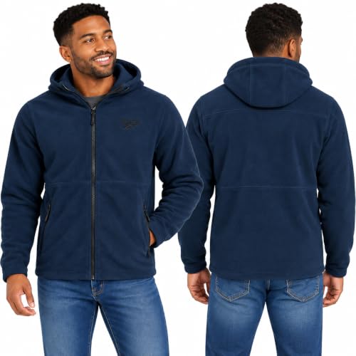 Reebok Mens Polar Fleece Jacket, Midweight Zip Up Hoodie Winter Coat | Warm Polar Fleece Lined, Softshell Chest Panel, Drawcord Hood, Zip Hand Pockets, Secure Hem and Cuffs for Fall and Winter - image 2