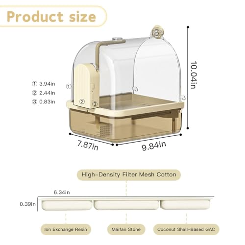 Image of Smart Automatic Bird Bath for Cage with Auto-Sensing Rainfall, Hanging Water Circulation Bird Shower for Parrot Parakeet Budgie Cockatiel, Large Tank 2-5 Day Refill, 4-Layer Filter