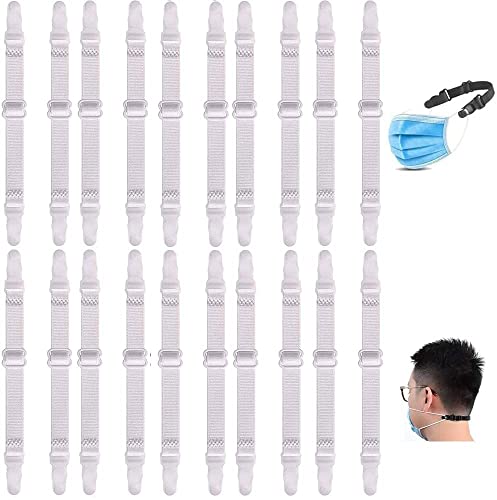 20pcs Extensores para mascarillas,Salvaorejas Mascarillas Extensor,Tirantes de Sujetador Antideslizante,Ajustable Protectores de Orejas Para Mascarilla Sujetar Cuello Aliviar Molestias (White)
