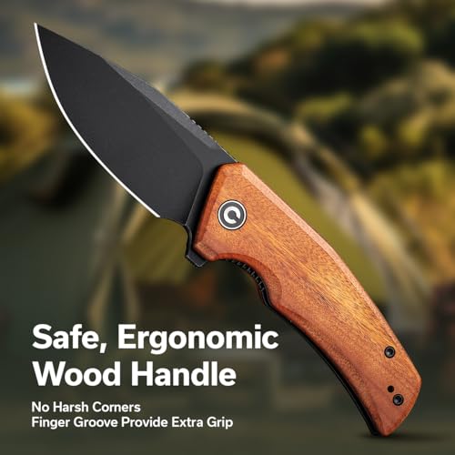 CIVIVI-Pocket-Knife-for-EDC-Regulatron-Folding-Knife-for-Men-with-Flipper-Opener-Liner-Lock-298-Nitro-V-Blade-Wood-Handle-for-Camping-Hunting-C23006-3