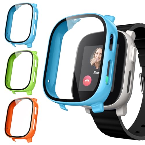 Upeak 3 Stück Schutzhülle für Xplora X6 Play Kids Displayschutz Hard PC Hülle mit Panzerglas Schutzfolie Gehäuse Rundum Schutz Case Cover for X 6 Play (Nicht für X6 Play Gen 2) Blau/Grün/Orange