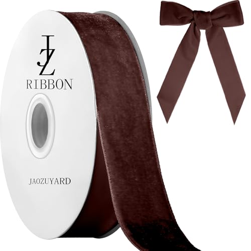 JaoZuyard Brown Velvet Ribbon 1 inch X 10 Yards