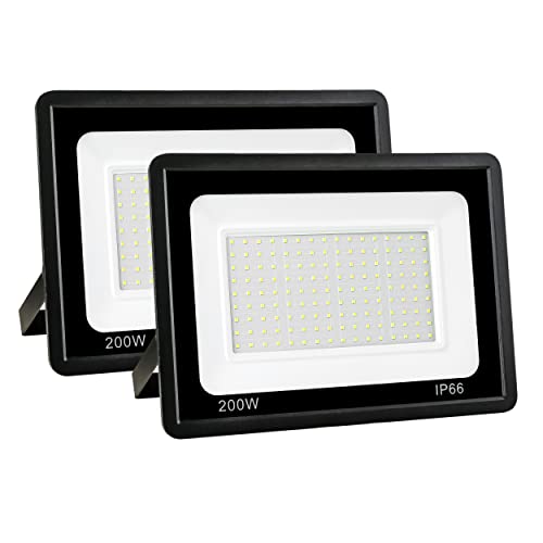 Fopretty 200W Outdoor Led Flood Light, 20000Lm Super Bright 6000K Daylight White, Waterproof Ip66 Security Lights For Yard, Garden,Basketball Court, Garage, Arena, Pack Of 2 #TOP27
