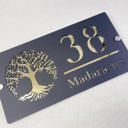 Plaque d'adresse en acrylique personnalisable étanche - Numéro de maison moderne noir