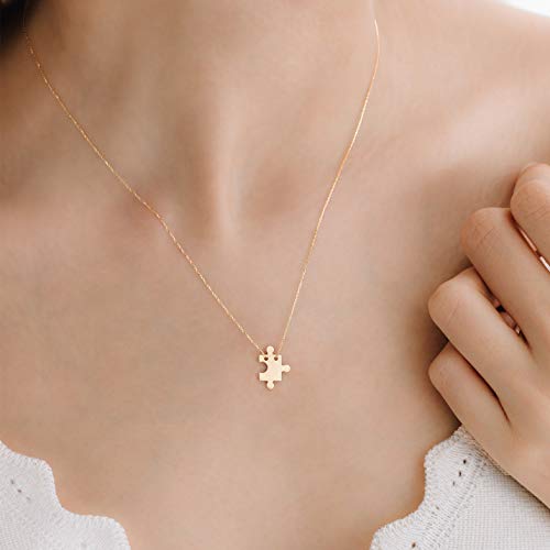 Gelin 14k Solid Gold Puzzle Piece Necklace for Women2
