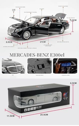 Image of WORSHIPER Big Size 1:24 Merceedes Benz E300 diecast Metal Pullback Toy car with openable Doors & Light, Music Boys car for Kids Best Toys Gifts Toys for Kids (1:24 Merceedes Benz E300-Black Color)