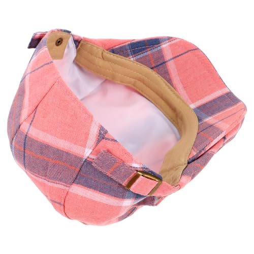 FRCOLOR Classic Beret Hat Adjustable Fitted Newsboy Cap Men's Women's Plaid Baker Waiter Hat Pink