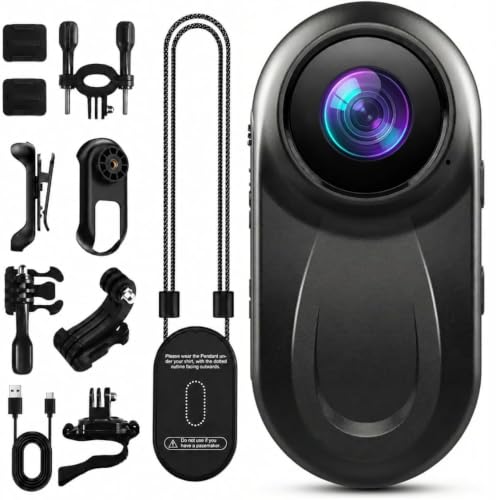 Image of Mini Body Camera 1080P, 512G Thumb Action Camera, Tiny Size, Mount Anywhere, Portable Sports Cam with Magnetic & 360 Clip, Hands-Free Recording for Motorcycle /Sports /Bike /Pet (SD Card Not Included)