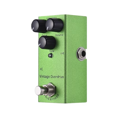 Funien Guitar Vintage Overdrive Effects Pedal Drive Volume Tone Controls Knob DC 9V 6.35mm Input Output Interface Electric Green