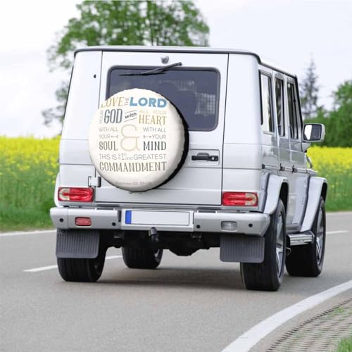 Image of Love with All Your Heart Spare Tire Cover for RV Trailer Bible Quotations Wheel Protectors Weatherproof Polyester Tire Case for All Cars SUV Camper Travel 15 inch, STC029