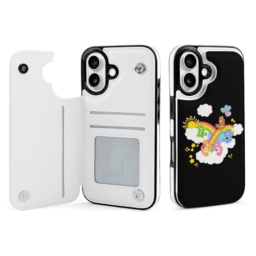 iPhone16用ケース ケアベア 手帳型 アイフォン16用カバー スマホケース 財布型 携帯カバー カード収納 スタンド機能 薄型 防塵 耐衝撃 Case