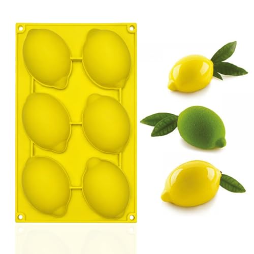 Image of Moldberry Lemon Silicone Mold - 6-Cavity 3D Fruit Shaped Cake Chocolate Jelly Fondant & Ice Cream Molds for DIY Baking Pastry Desserts Pudding Candle Making Non-Stick Multi Use Homemade Treats