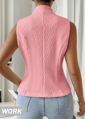 Image of Mina Self Women's 2026 Summer Lightweight Knit Vest Top - Breathable Stretchy Floral Trendy Casual Work Office Slim Waistcoat
