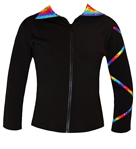 Ice Fire Brushed Poly/Spandex Figure Skating Criss Cross Design Jacket | Fitted Style/Full Front Zippe R| Girl's/Women Ice Skating Jacket (Spectrum Gold, Adult X-Small(12-14 Years Old)) #TOP20