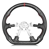 Carbon Fiber Steering Wheel for Chevy Corvette C5 1997-2004 D-shaped Flat-bottom Steering Wheel Preforated Leather Grip Hand-Stitched Compatible with C5