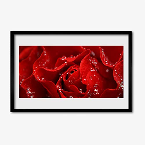 Affiche encadrée rose flower 60x40 cadre mdf mural salon cuisine