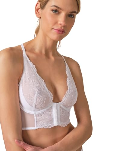Gossard Womens Superboost Lace Deep V Bralet Plunge Bra, White, 44DD UK