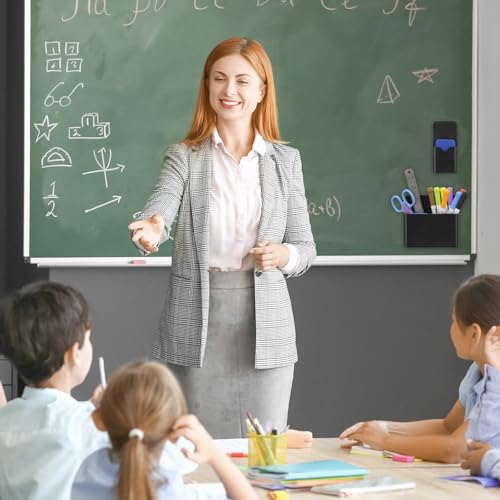 Vyuwast 12 Stück Whiteboard Zubehör, 2 Magnetische Stifthalter mit 2 Whiteboard Schwämmen und 8 Whiteboard Markern, Ideal für Schule, Büro und Metalloberflächen