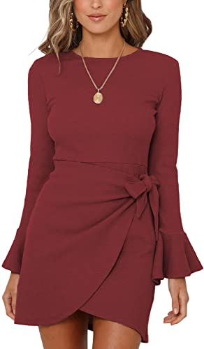 XIEERDUO Winter Dresses for Women 2022 Long Sleeve Birthday Dress for Women Wedding Guest M