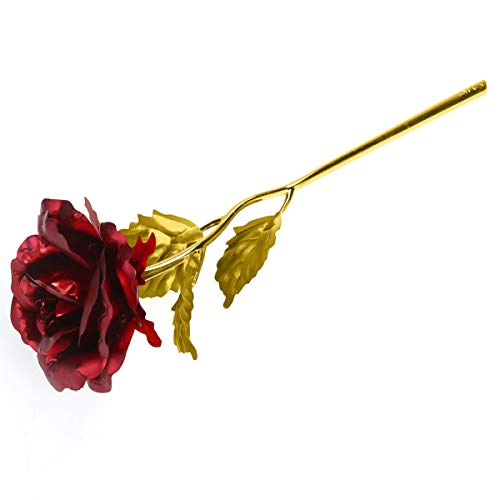 SOLUSTRE Rosa de ouro 24 K, flores de rosa artificiais com caixa de exibição em caixa de presente, o