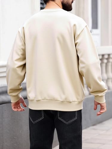 OYOANGLE Men's Crewneck Sweatshirts Long Sleeve Drop Shoulder Basic Solid Thermal Casual Pullover Shirt2