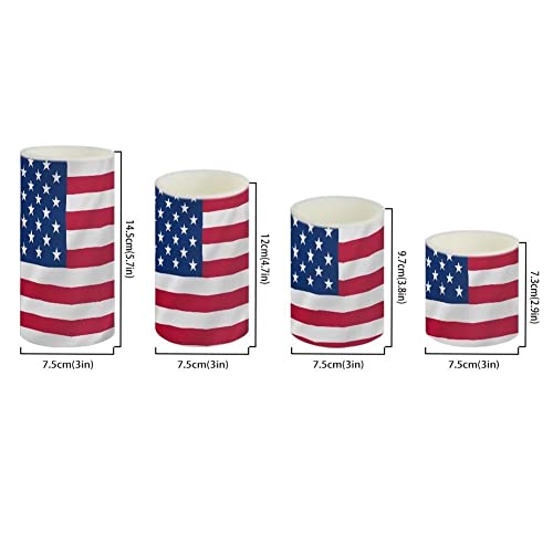 Image of American Flag Flameless Light Candles Battery Operated Candles with Color Changing Timer Remote Control 3'' 4'' 5'' 6'' Fake Pillar Candles Tealights