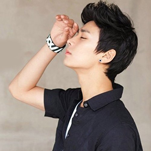 gazechimp Meninos Bonitos Quiff Peruca Cheia Coreano Curto Preto Mens Masculino Cabelo Cosplay Peruc