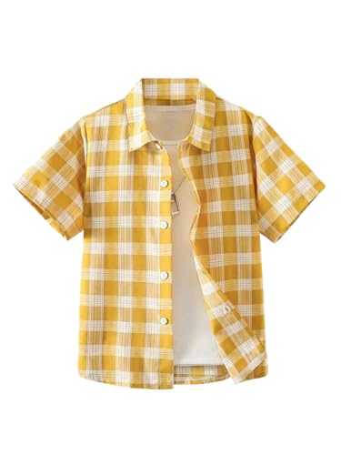 Image of TAGAS Boys Checkered Shirt | Kids Plaid Casual Shirts | Short Sleeve Regular wear Clothes for Boys | Stylish Summer, Party, Holiday, Beach