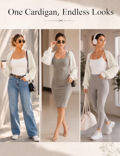 Image of Durio Women Y2K Bolero Shrug Long Sleeve Knit Cropped Cardigan | Stretchy Open Front Sweater with Drop Shoulders, Versatile Style Suits Casual Daily Wear, Travel, Party & Festival Outfits