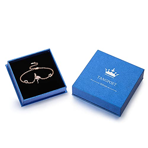 Tangpoet Flamingo Gifts For Women Sterling Silver Flamingo Charm Bracelet Rose Gold Plated Heart Jewelry For Teens Girls Mom Daughter #TOP6