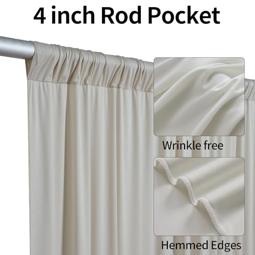 Image of 10ftx15ft Beige Backdrop Curtains for Parties, Wrinkle Free Polyester Beige Photo Backdrop Drapes 2 Panels 15 ft Long Back Drop Cloth for Wedding Birthday Photography Background Party