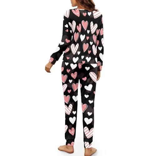 Image of Women's Pajamas Set Soft 2 Piece Loungewear Long Sleeve Pj Set Matching Sleepwear with Pockets for Women Plus Size