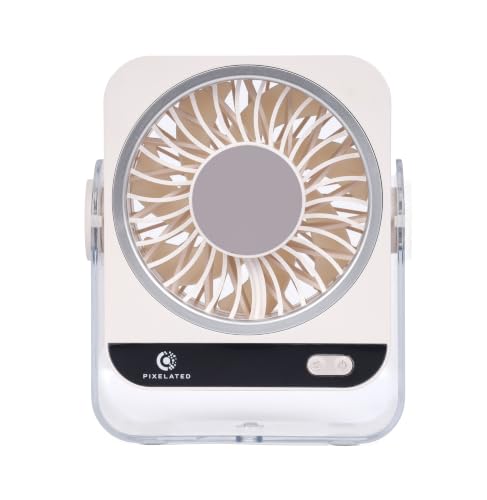 Image of Pixelated Rechargeable Fan for Home, 5 Speed Levels, 3600mAh Battery