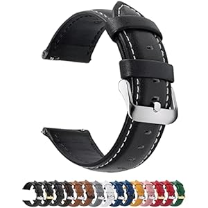 Fullmosa Watch Band, Vintage Leather Replacement Bands Stainless Steel Buckle for Men Women, Strap Width 14mm 16mm 18mm 19mm 20mm 21mm 22mm 24mm