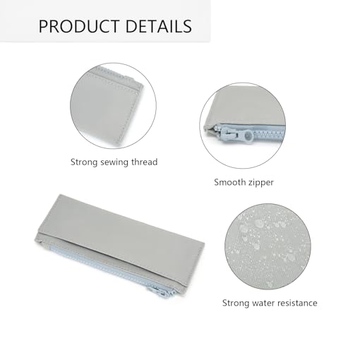 Image of Pencil Pouch for Teens School Office Supplies Pencil Case Cosmetic Bag Zipper (Light Gray)