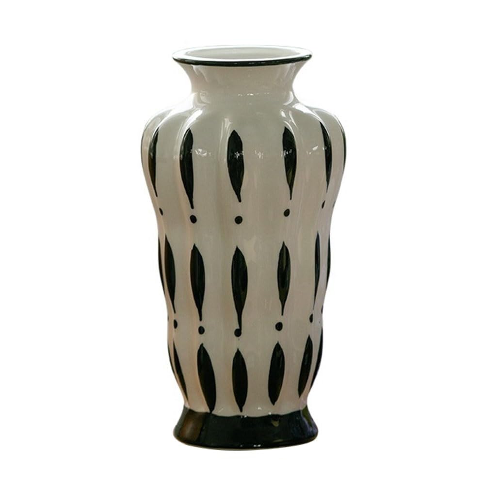 flower vase Vintage Hand-Painted Black White Ceramic Vase Flower Arranger Hydroponic Vessel Home Desktop Decor