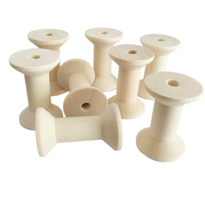 Lot de 200 bobines de fil en bois naturel - Vides - Décoratives - Pour travaux manuels, bricolage, chaîne (couleur d'origine) - 47 x 31 mm