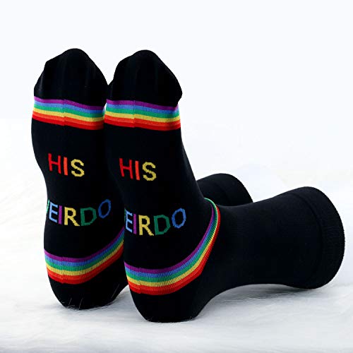 MBMSO Gay Couple Gifts Socks His Crazy His Weirdo Rainbow Striped Socks Gay Pride Gifts4