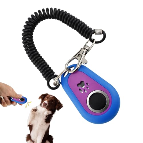 Tuyhnj 犬用トレーニングクリッカー,二色 ペット クリッカー トレーナー 犬用 卵形 動物 行動 訓練 道具 手首 ストラップ 付き - 小型 中型 大型犬対応のオーバルシェイプデザイン