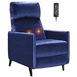 JUMMICO Detachable Recliner Chair, Fabric Massage Recliner Chair Adjustable Home Theater Single Sofa Chairs with Thick Seat Cushion and Backrest Modern Living Room Recliners (Blue)