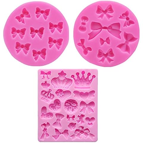3 Pcs Bow Fondant Molds Silicone Craft Fondant Molds for DIY Baking Cake Tool Homemade DIY Molds Cover