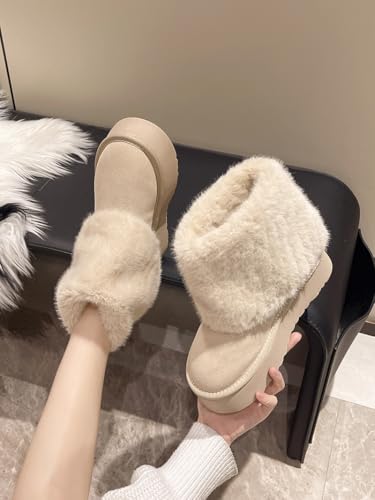 Women's Solid Color Snow Boots, Fashionable Slip-on Plush Lined Winter Boots, Comfortable Mid-calf Boots. Iceland Boots3